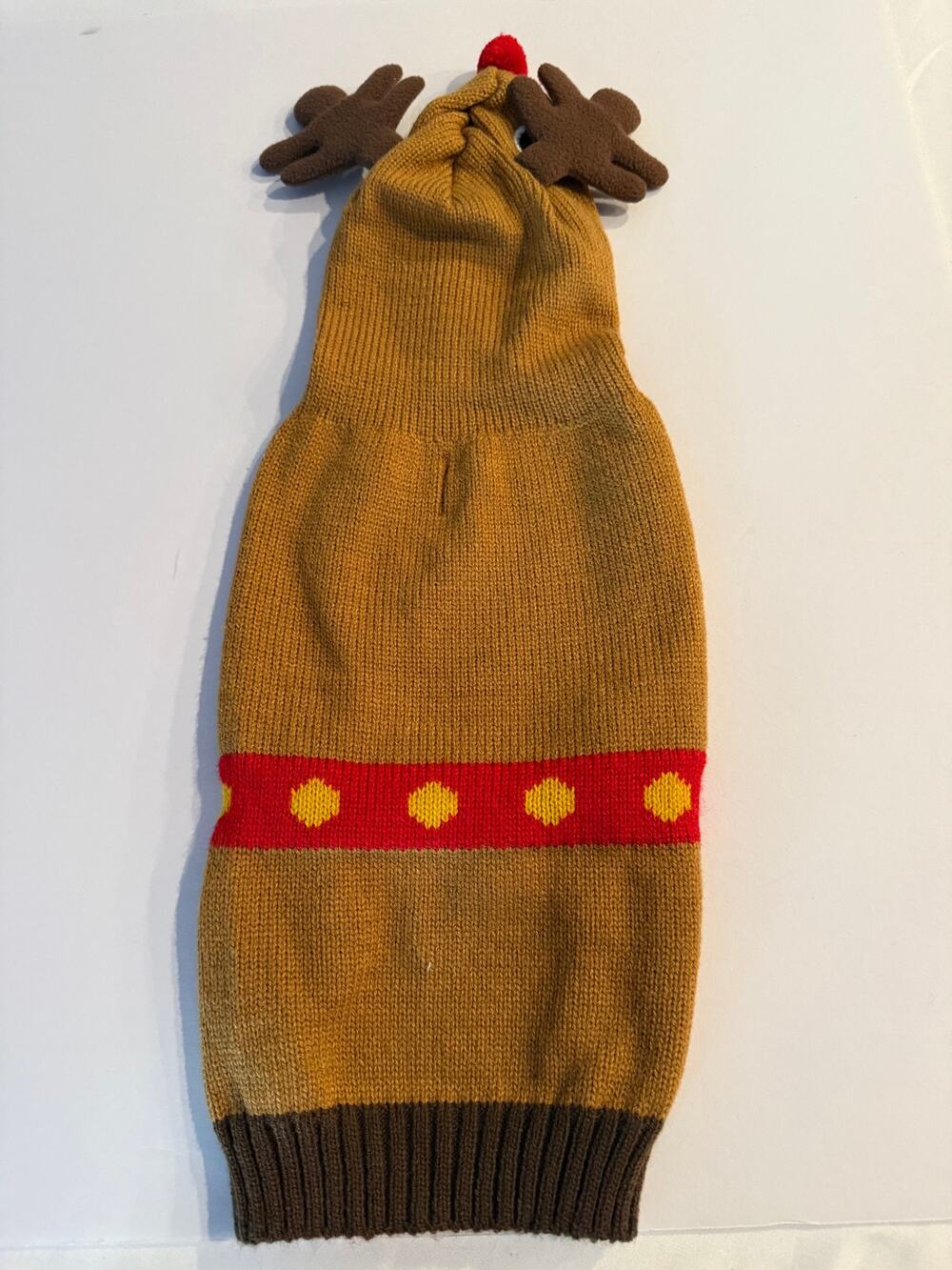 Wag-A-Tude Size Medium Reindeer Christmas Dog Hoodie Sweater - Fits 8-10 lb Dog